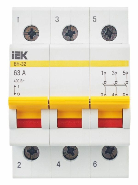 Выключатель нагрузки (мини-рубильник) 3п 63А ВН-32 KARAT IEK MNV10-3-063