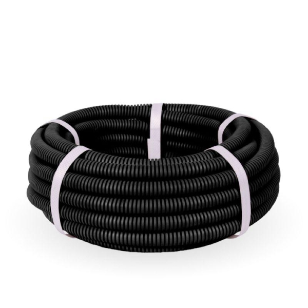 Труба гофрированная ПВХ легкая d20мм с протяжкой 350 Н черн. (уп.10м) Промрукав PR01.0145