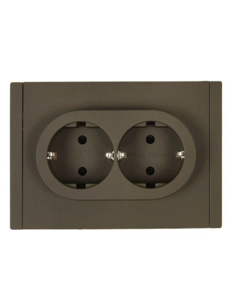 Розетка 2-м СП FORTE&PIANO FP323 16А с заземл. защ. шторки безвинт. крепл. сер. IEK FP-R24-16-1-K03