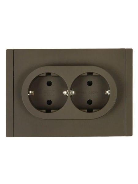 Розетка 2-м СП FORTE&PIANO FP323 16А с заземл. защ. шторки безвинт. крепл. сер. IEK FP-R24-16-1-K03