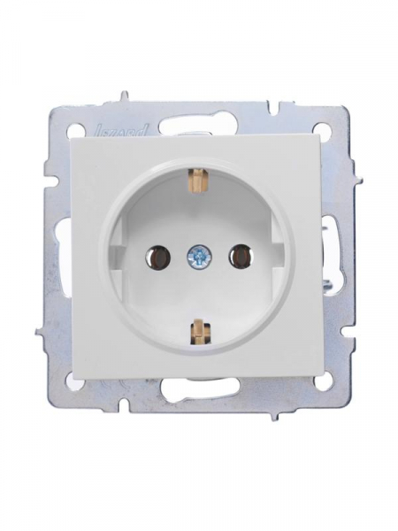 Розетка 1-м СП Vesna с заземл. ПБТ механизм бел. LEZARD 742-0288-122B
