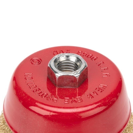 Щетка чашечная для УШМ витая латунированная проволока 100мм М14 Kranz KR-91-1209