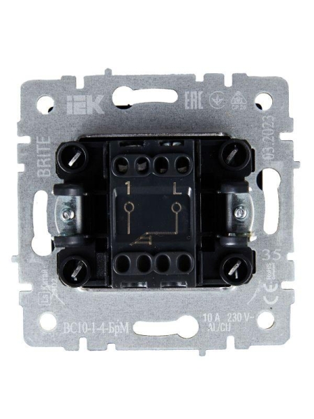 Выключатель 1-кл. СП BRITE ВС10-1-4-БрМ 10А самовозвратн. механизм маренго IEK BR-V14-0-10-K35