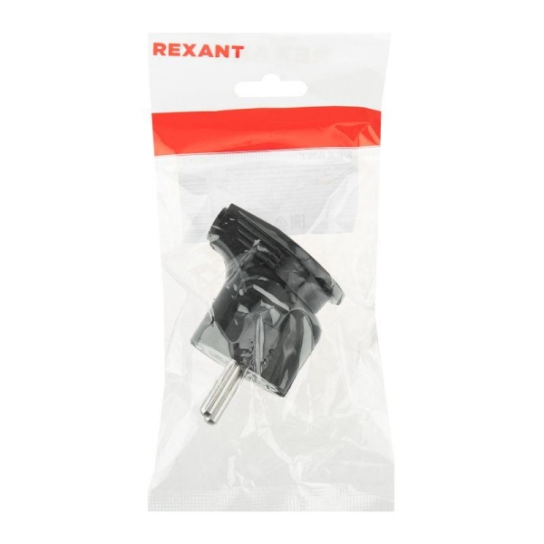 Вилка Евро угловая 16А с заземл. черн. Rexant 16-0726