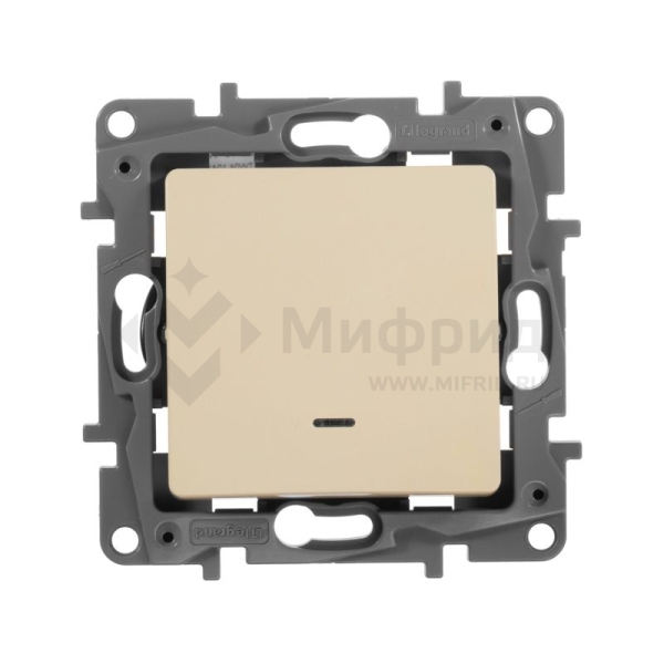 Переключатель 1-кл. СП Etika Plus 10А IP20 250В 10AX с подсветкой безвинтов. зажимы механизм сл. кость IEK 672315