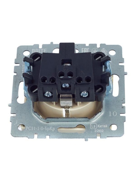 Розетка BRITE РС11-1-0-БрКр 16А с заземл. без защ. шторки механизм беж. IEK BR-R11-16-K10