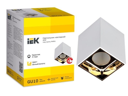 Светильник 4112 накладной поворотный GU10 бел./золото пласт. IEK LT-UPB0-4112-GU10-1-K22