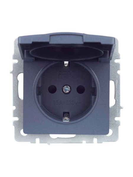 Розетка BRITE РСбш10-3-БрМ 16А IP20 с заземл. защ. шторки с крышкой механизм маренго IEK BR-R16-16-K35