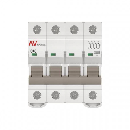 Выключатель автоматический модульный 4п C 40А 6кА AV-6 AVERES EKF mcb6-4-40C-av