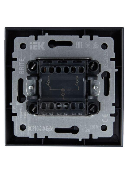 Выключатель 2-кл. СП BRITE ВСР10-2-0-БрМ 10А в сборе маренго IEK BR-V20-0-10-K35-F