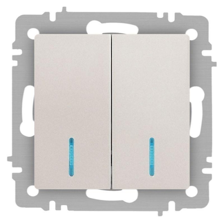 Выключатель 2-кл. СП Accent 6-105-06 10А IP20 250В с подсветкой AL/CU перламутр. Intro Б0063519