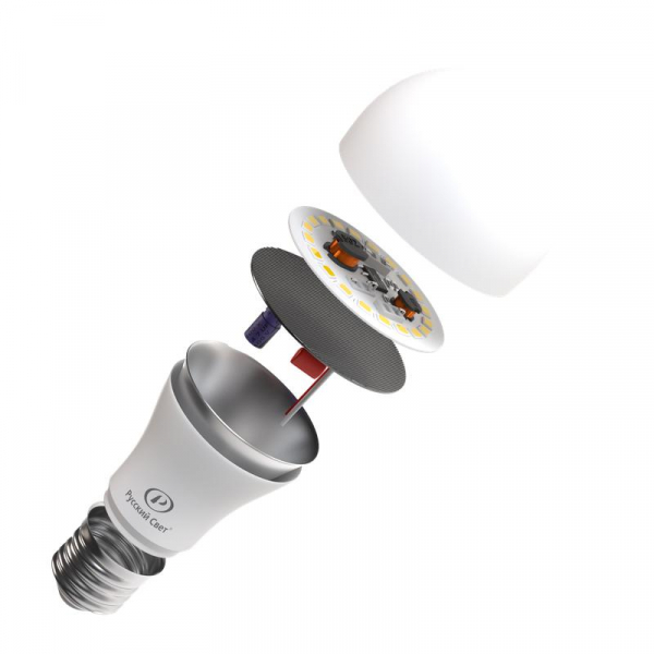 Лампа светодиодная RS A60 E27 7W 220-240V 4000К 7Вт 700лм Ra 90 грушевидная Русский Свет 15010345035