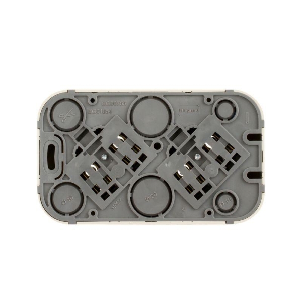 Розетка 2-м ОП Quteo 16А IP20 250В 2х2P без заземл. без защ. шторок сл. кость IEK 782261