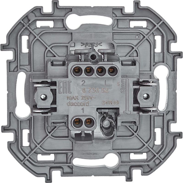 Переключатель 1-кл. Inspiria 10А IP20 250В 10AX механизм алюм. IEK 673652
