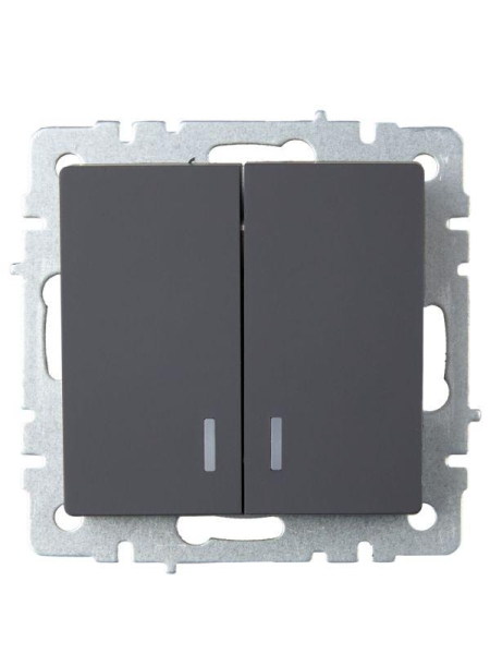 Выключатель 2-кл. СП BRITE ВС10-2-1-БрГ 10А с индик. механизм графит IEK BR-V20-1-10-K53