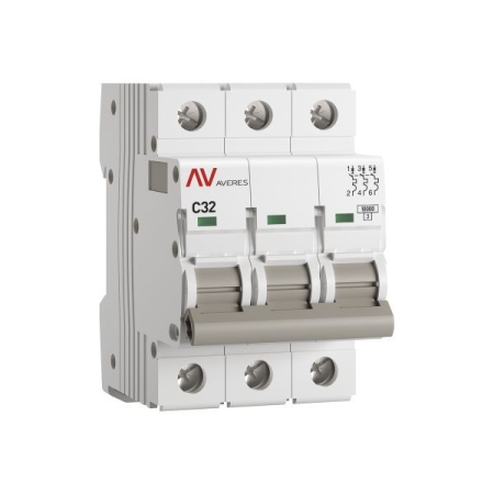 Выключатель автоматический модульный 3п C 32А 10кА AV-10 AVERES EKF mcb10-3-32C-av