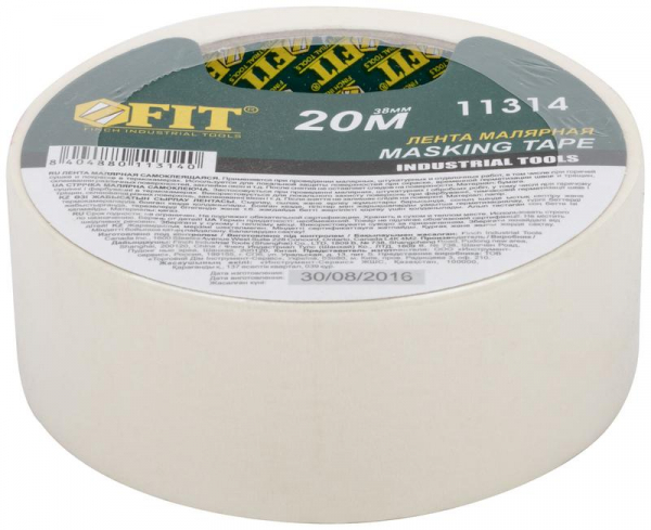 Лента малярная креппированная клейкая 38ммх20м FIT 11314