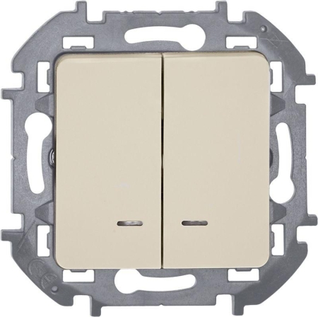 Выключатель 2-кл. Inspiria 10А IP20 250В 10AX с подсветкой/индикацией механизм сл. кость IEK 673631