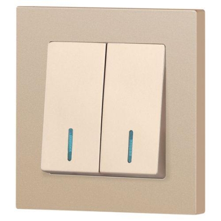 Выключатель 2-кл. СП Accent 6-105-04 10А IP20 250В с подсветкой AL/CU шампань Intro Б0063513