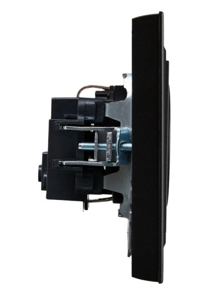 Розетка СП BRITE РСР14-1-0-БрЧ 16А в сборе с заземл. защ. шторки черн. IEK BR-R14-16-K02-F