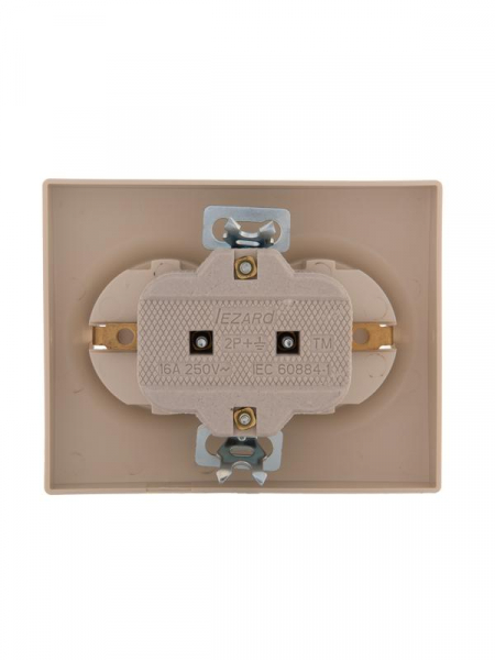 Розетка 2-м СП Karina с заземл. керамика крем. LEZARD 707-0300-127