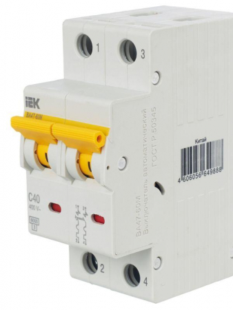 Выключатель автоматический модульный 2п C 40А 6кА ВА47-60M KARAT IEK MVA31-2-040-C