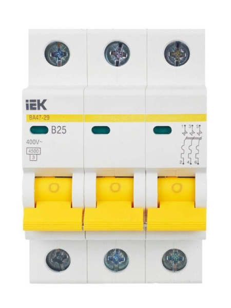 Выключатель автоматический модульный 3п B 25А 4.5кА ВА47-29 KARAT IEK MVA20-3-025-B