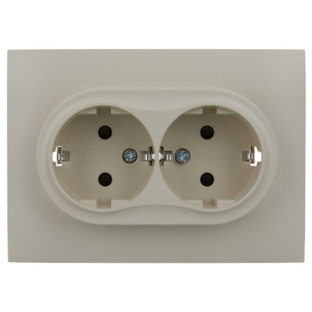 Розетка 2-м SKANDY 16А с заземл. защ. шторки в сборе SK-R07B беж. IEK SK-R24-16-K10-F