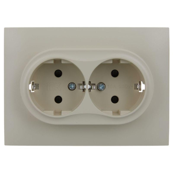 Розетка 2-м SKANDY 16А с заземл. защ. шторки в сборе SK-R07B беж. IEK SK-R24-16-K10-F