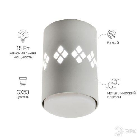 Светильник OL10 LD GX53 WH настенно-потолочный спот бел. подсветка 1 W ЭРА Б0050269