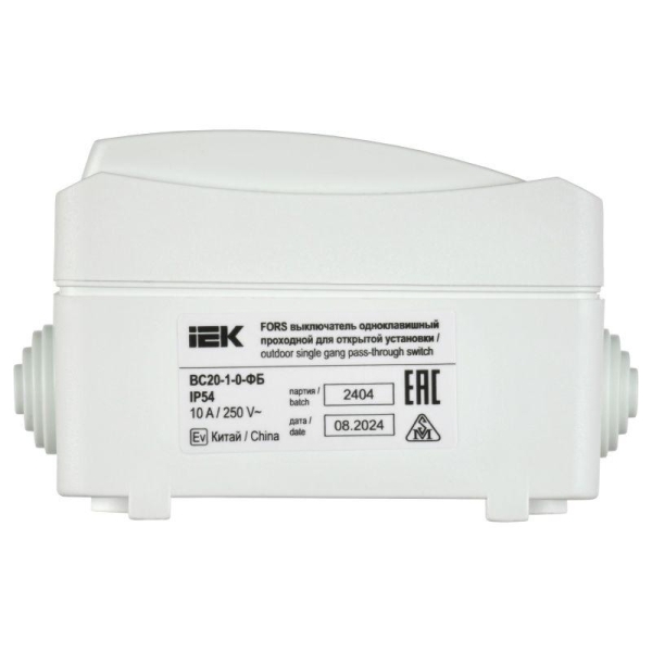 Выключатель проходной 1-кл. ОП Форс IP54 ВС20-1-0-ФБ бел. IEK EVS10-K01-10-54-DC