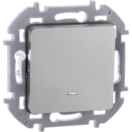 Переключатель 1-кл. Inspiria 10А IP20 250В 10AX с подсветкой/индикацией механизм алюм. IEK 673662