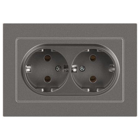 Розетка 2-м СП Accent 6-205-09 16А IP20 250В 2P+E Schuko AL/CU титан Intro Б0063500