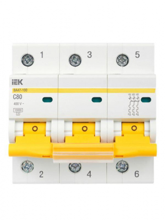 Выключатель автоматический модульный 3п C 80А 10кА ВА47-100 KARAT IEK MVA40-3-080-C