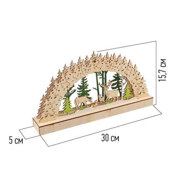 Фигура деревянная "Семейство оленей" 30х5х15.7см 1Вт IP20 с подсветкой Neon-Night 504-026