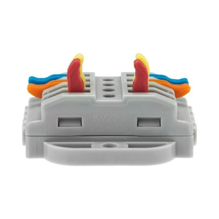 Клемма строительно-монтажная СМК проходная 222-424P 4п 0.08-4кв.мм с монтажной площадкой сер. (уп.25шт) Rexant 07-6264