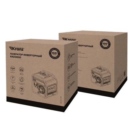 Генератор инверторный KR2500IO 2.5кВт 230В 7л открытый корпус ручной старт KRANZ KR-16-1142