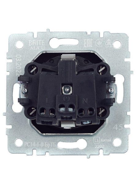 Розетка 1-м СП BRITE РС14-1-0-БрТБ 16А с заземл. защ. шторки механизм бронза IEK BR-R14-16-K45