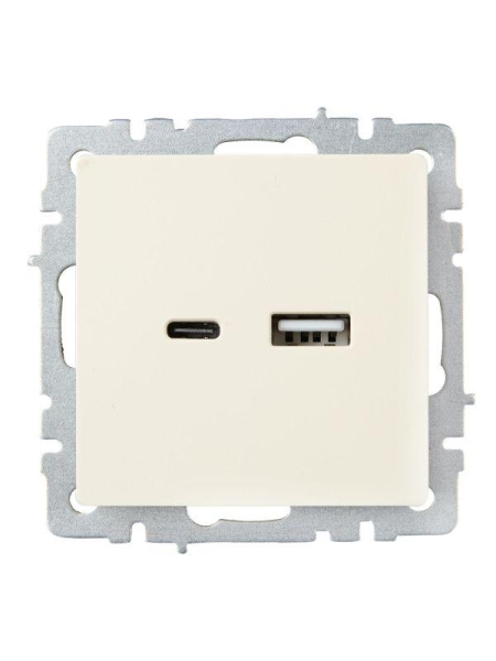 Розетка BRITE USB A+C 18Вт РЮ11-1-БрКр механизм беж. IEK BR-U22-018-K10