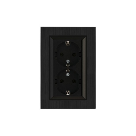 Розетка 2-я Karea LINE STAR с заземл. чер. Makel 86054082