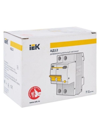 Выключатель автоматический дифференциального тока 2п C 20А 30мА тип AC 4.5кА АД-12 KARAT IEK MAD10-2-020-C-030