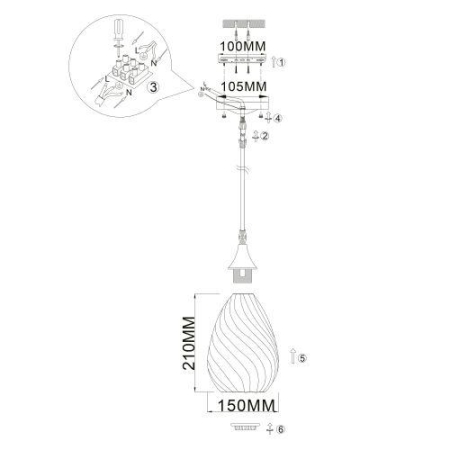 Светильник подвесной (подвес) Lily 9122-201 1хЕ27 40Вт модерн потолочный Rivoli Б0054873