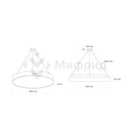 Светильник светодиодный Geometria Ring SPO-132-W-40K-088 88Вт 4000К 6000Лм IP40 800х80 бел. подвесной драйвер внутри ЭРА Б0058902