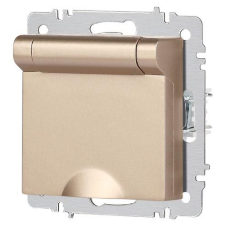 Розетка 1-м СП Accent 6-203-04 16А IP20 250В 2P+E Schuko с крышкой шампань Intro Б0063738