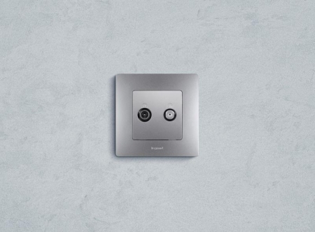 Розетка телевизионная TV/SAT СП Etika двухкабельная механизм алюм. IEK 672457