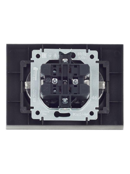 Розетка 2-м СП BRITE РСш12-3-БрС 16А в сборе с заземл. защ. шторки сталь IEK BR-R24-16-K46-F