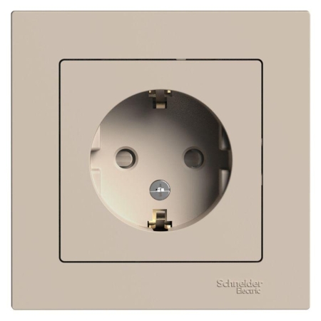 Розетка AtlasDesign 16А с заземл. со шторками в сборе песочн. SE ATN001244