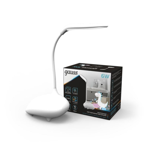 Светильник светодиодный настольный Qplus 6Вт 2700-6000К 330лм 5В аккум. Li-ion 1200мА.ч диммир. детский бел. GAUSS GT7011