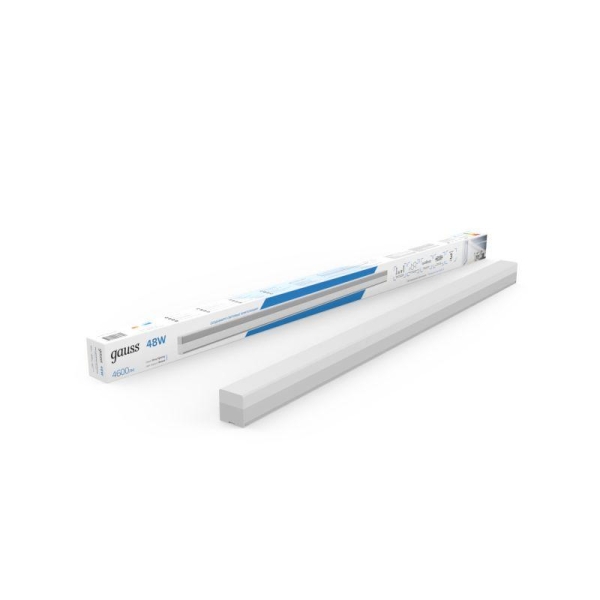 Светильник светодиодный Shop Lighting 48Вт 6500К IP40 4600лм 1180х70х55мм ДПО подвесной линейный матов. рассеив. бел. GAUSS 883525348