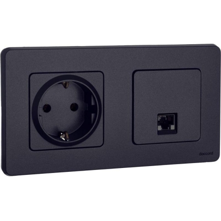 Розетка компьютерная Inspiria RJ45 кат.5E UTP антрацит IEK 673828